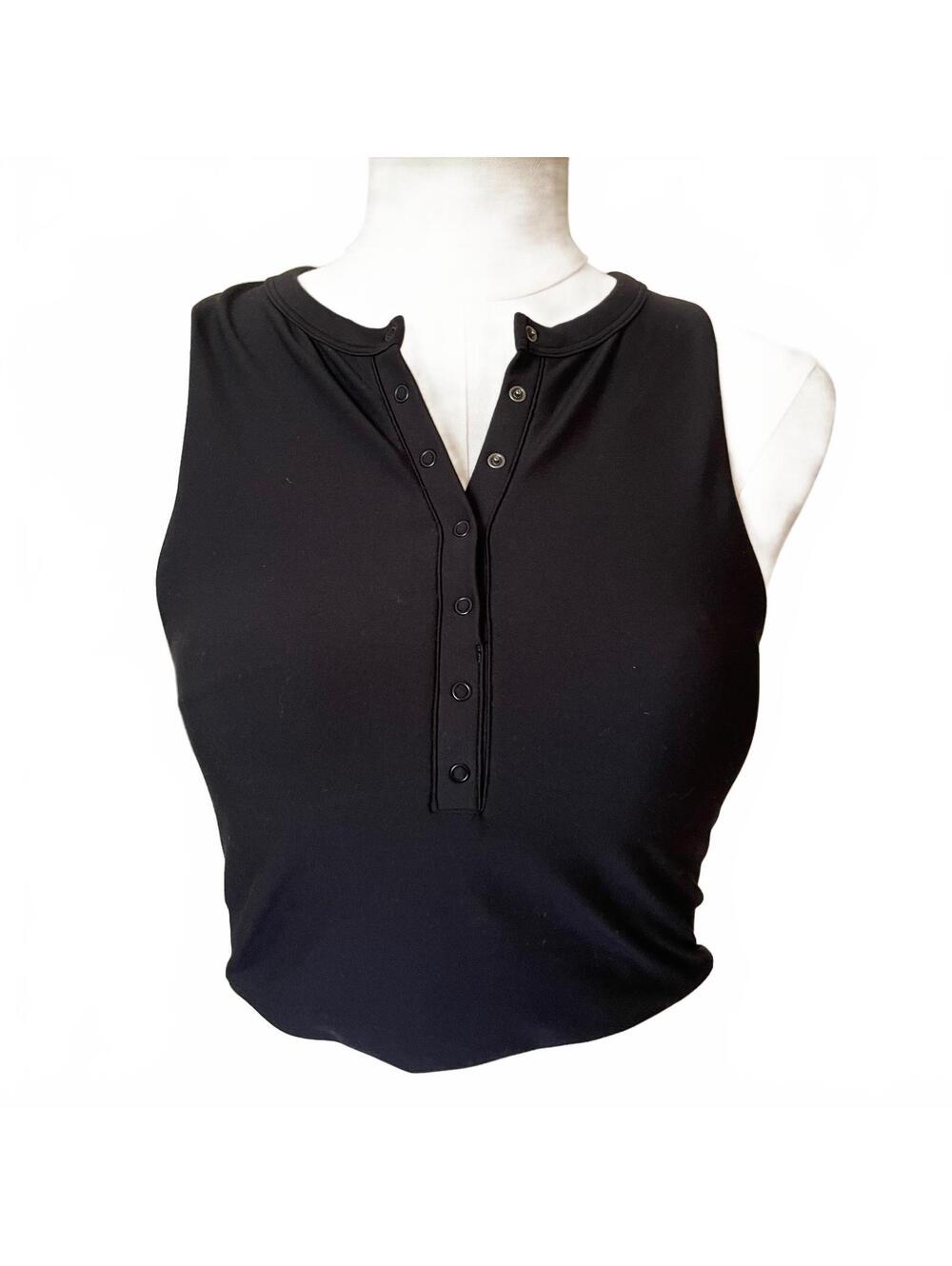 YPB Women's Black Sleeveless Button-Up Tank Top Medium